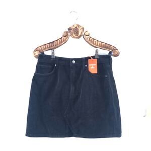 Superdry Skirt Corduroy Washed Black Asymetric Front Seam Mini NWT